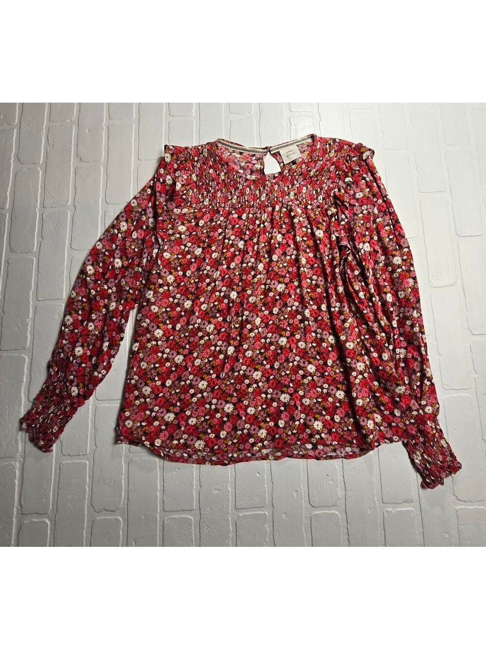 Knox Rose Floral Blouse Top, Size Large